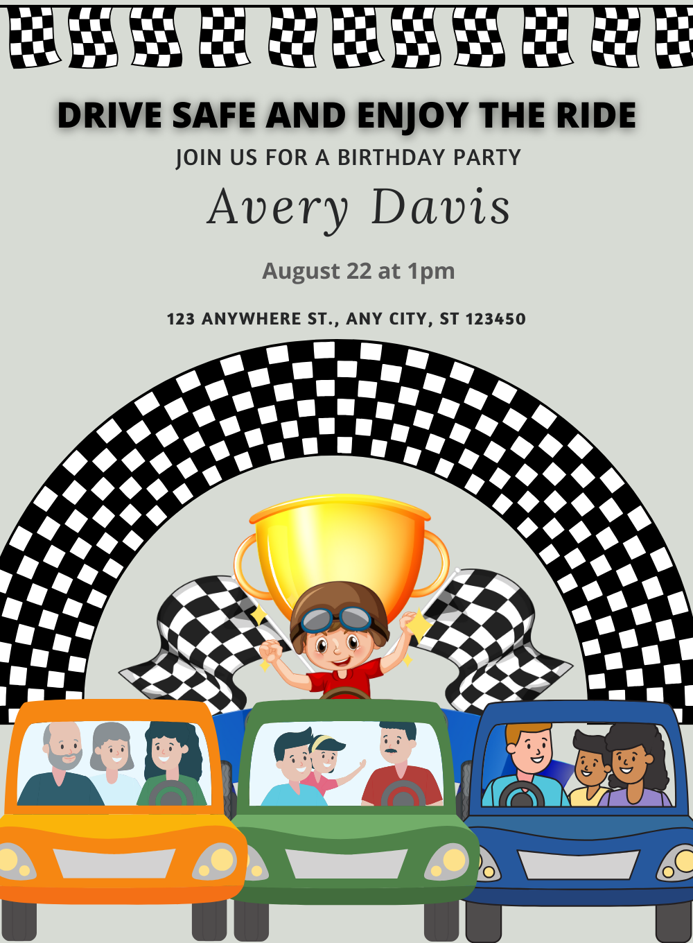 Grey Win Cars and Trains Invitation-AACAT006