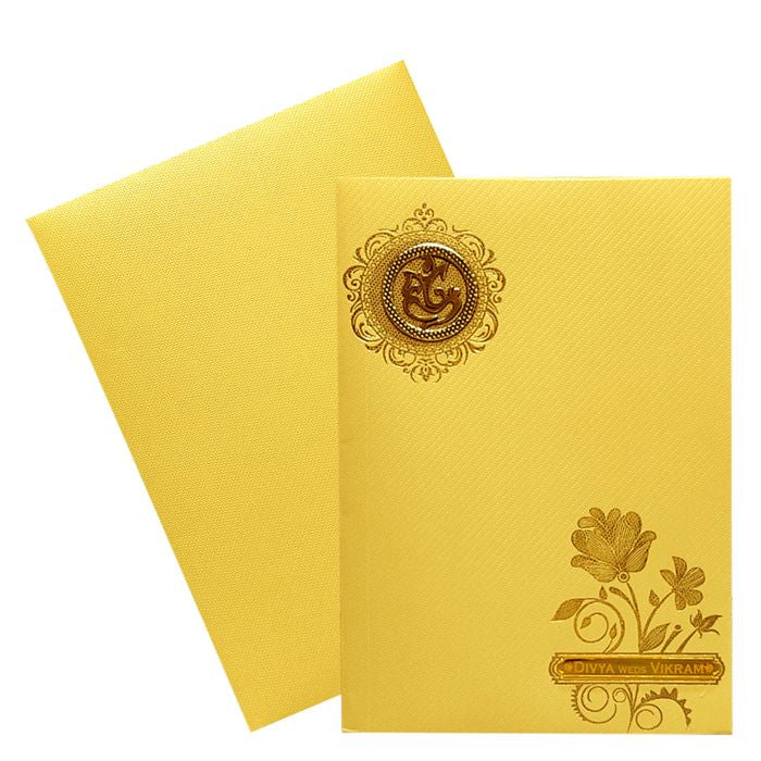 Gold Floral Nameplate Invitation Card-King of Cards