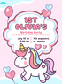 Pink Cute Unicorn Invitation-AAUNI004