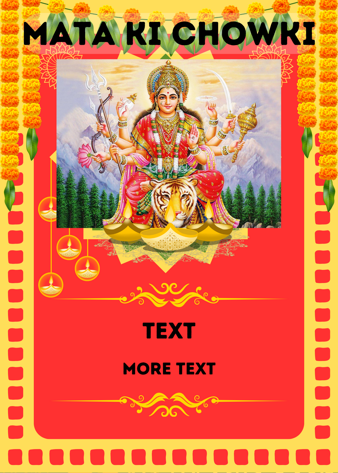 Orange Floral Mata Ki Chowki Invitation-AAMKI002