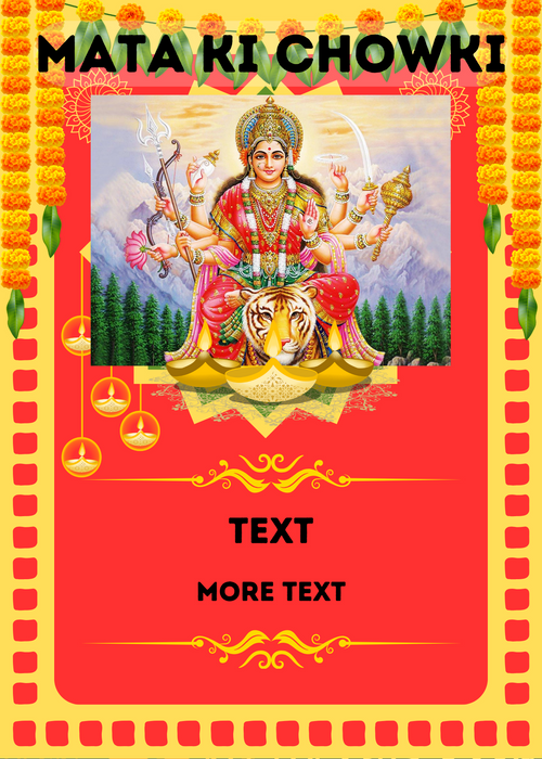 Orange Floral Mata Ki Chowki Invitation-AAMKI002
