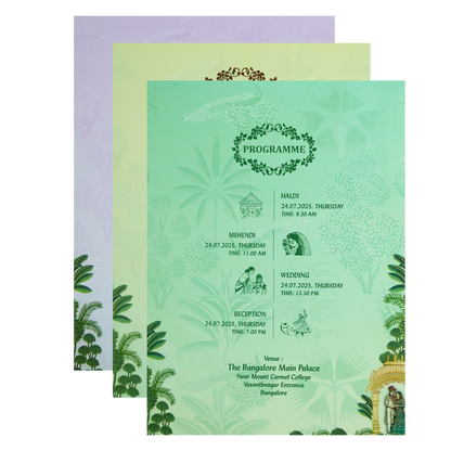 Green Laser-Cut Bride &amp; Groom Wedding Card-King of Cards