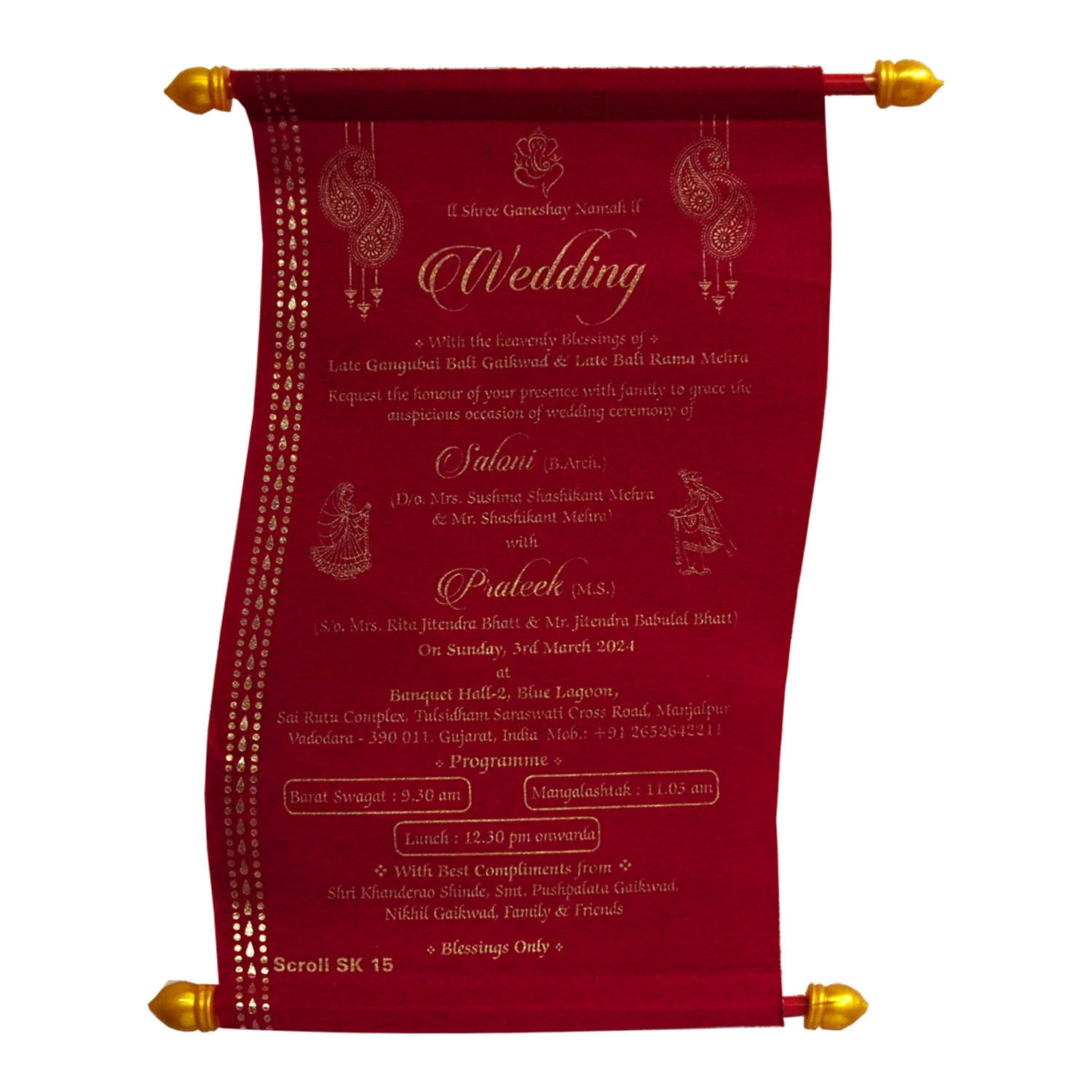 Crimson Red Satin Scroll Card-King of Cards