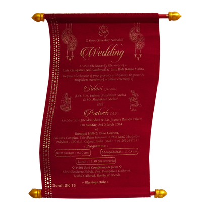 Crimson Red Satin Scroll Card-King of Cards