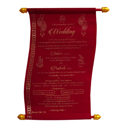 Crimson Red Satin Scroll Card-King of Cards