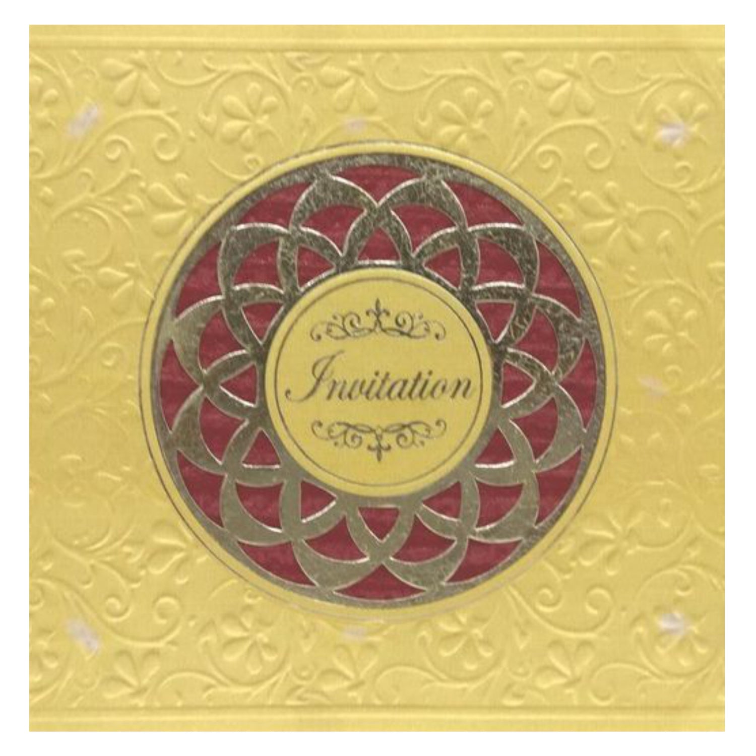 Classic Gold Shading With Hand Made Material Wedding Card - KNK95031