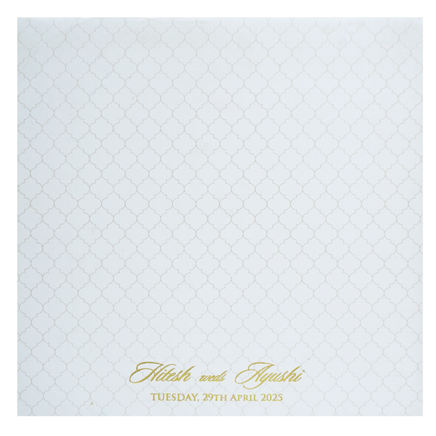 White Embossed Design Padded Wedding Card-KPR20120