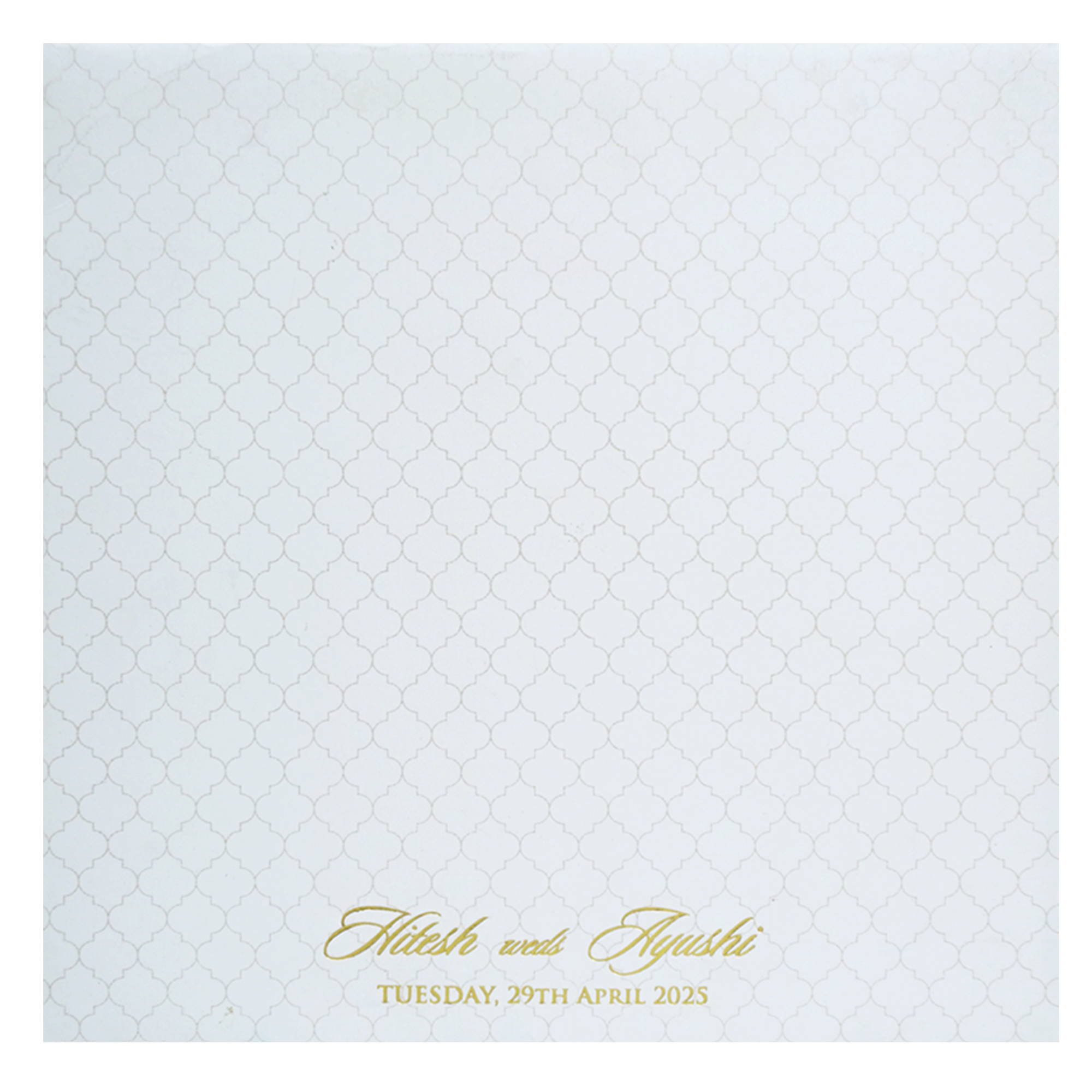 White Embossed Design Padded Wedding Card-KPR20120