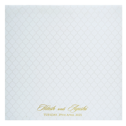 White Embossed Design Padded Wedding Card-KPR20120