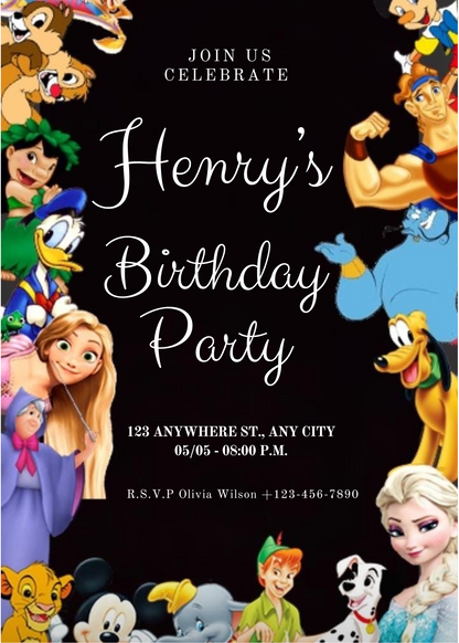Black Theme Popular Characters Invitation-AAPOP001