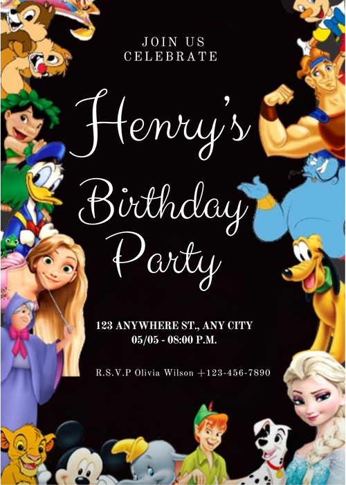 Black Theme Popular Characters Invitation-AAPOP001