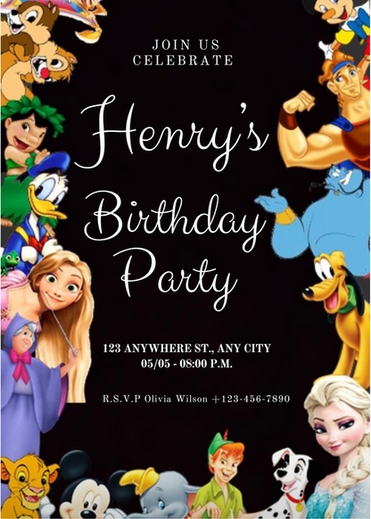 Black Theme Popular Characters Invitation-AAPOP001