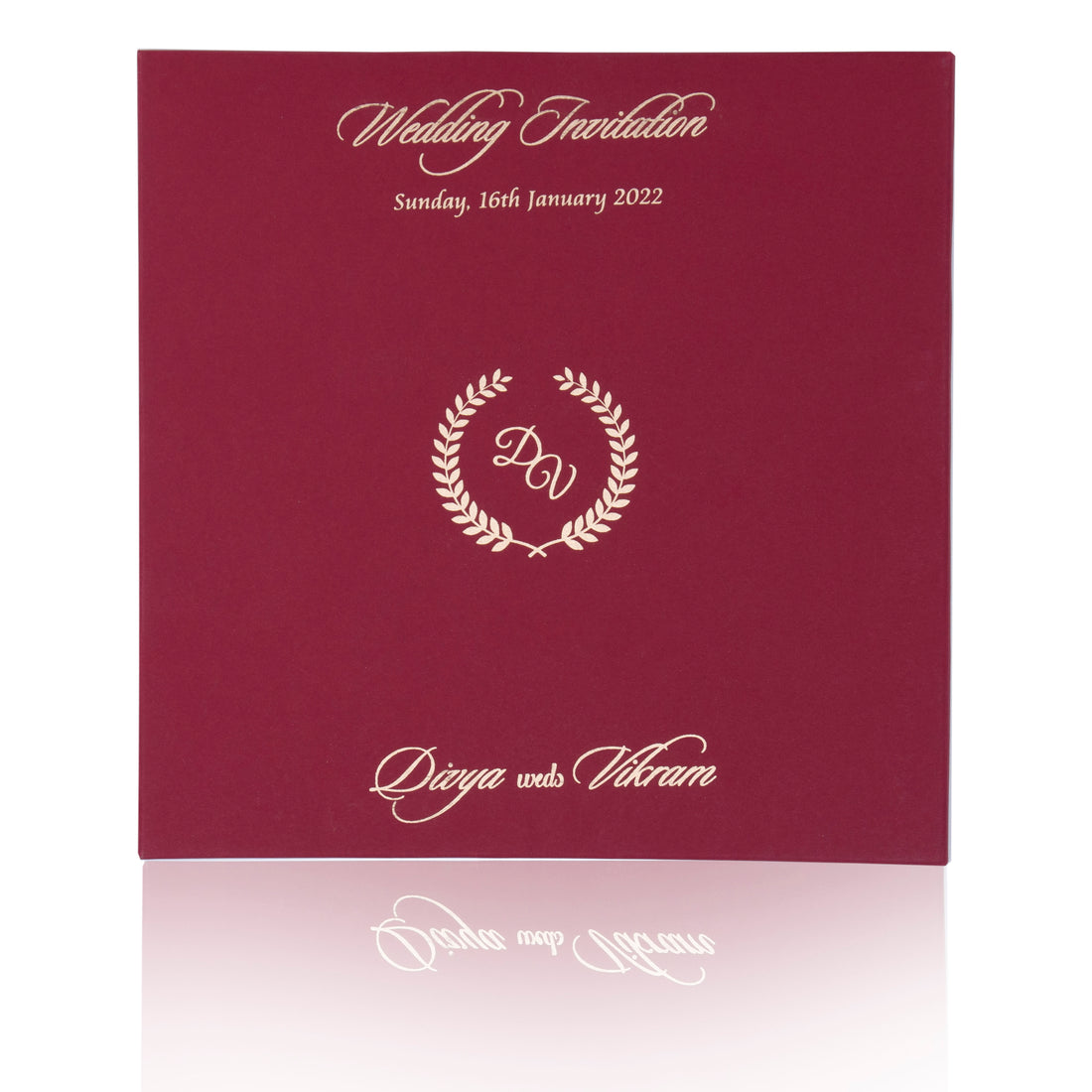 Gold Acrylic Floral Wedding Invitation Card-KNAG3703R