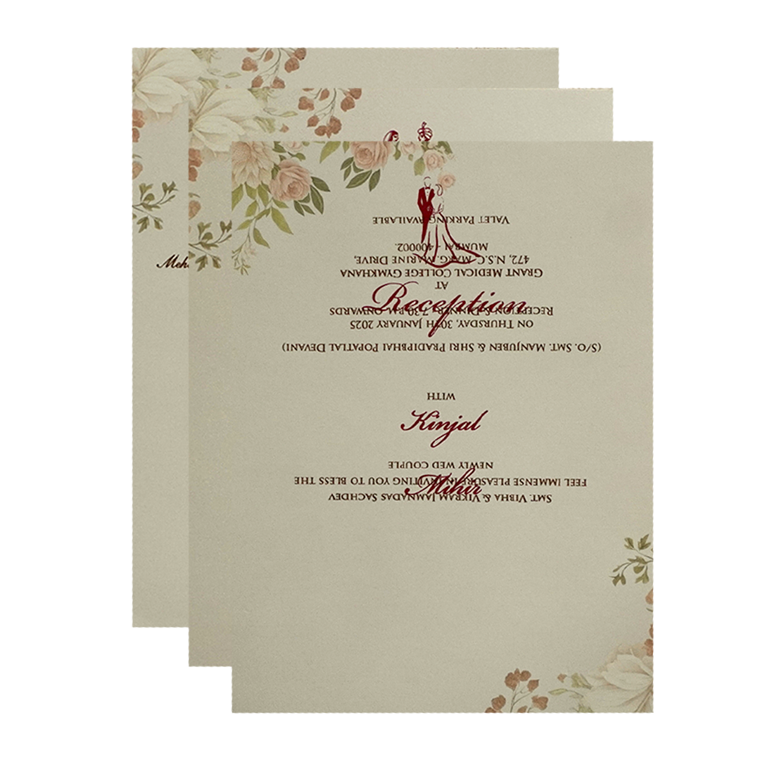 Cream Floral Marriage Card-KPR09730