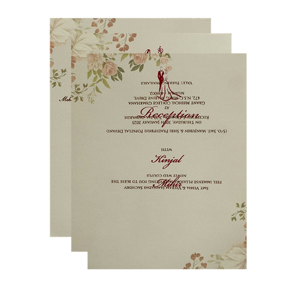 Cream Floral Marriage Card-KPR09730