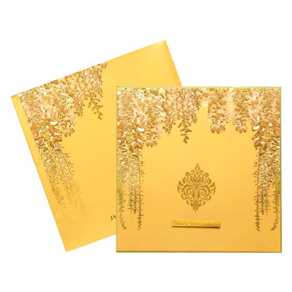 Orange Embossed Floral Wedding Card-King of Cards