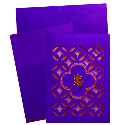 Purple Laser-Cut Wedding Card-King of Cards
