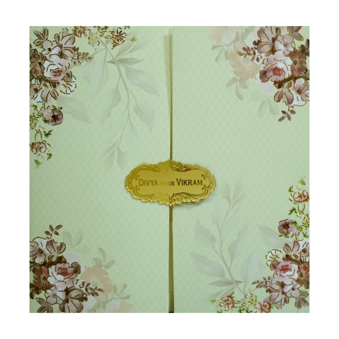 Pista Green Floral Design In Door Opening Pattern-KNKBY5408-King of Cards