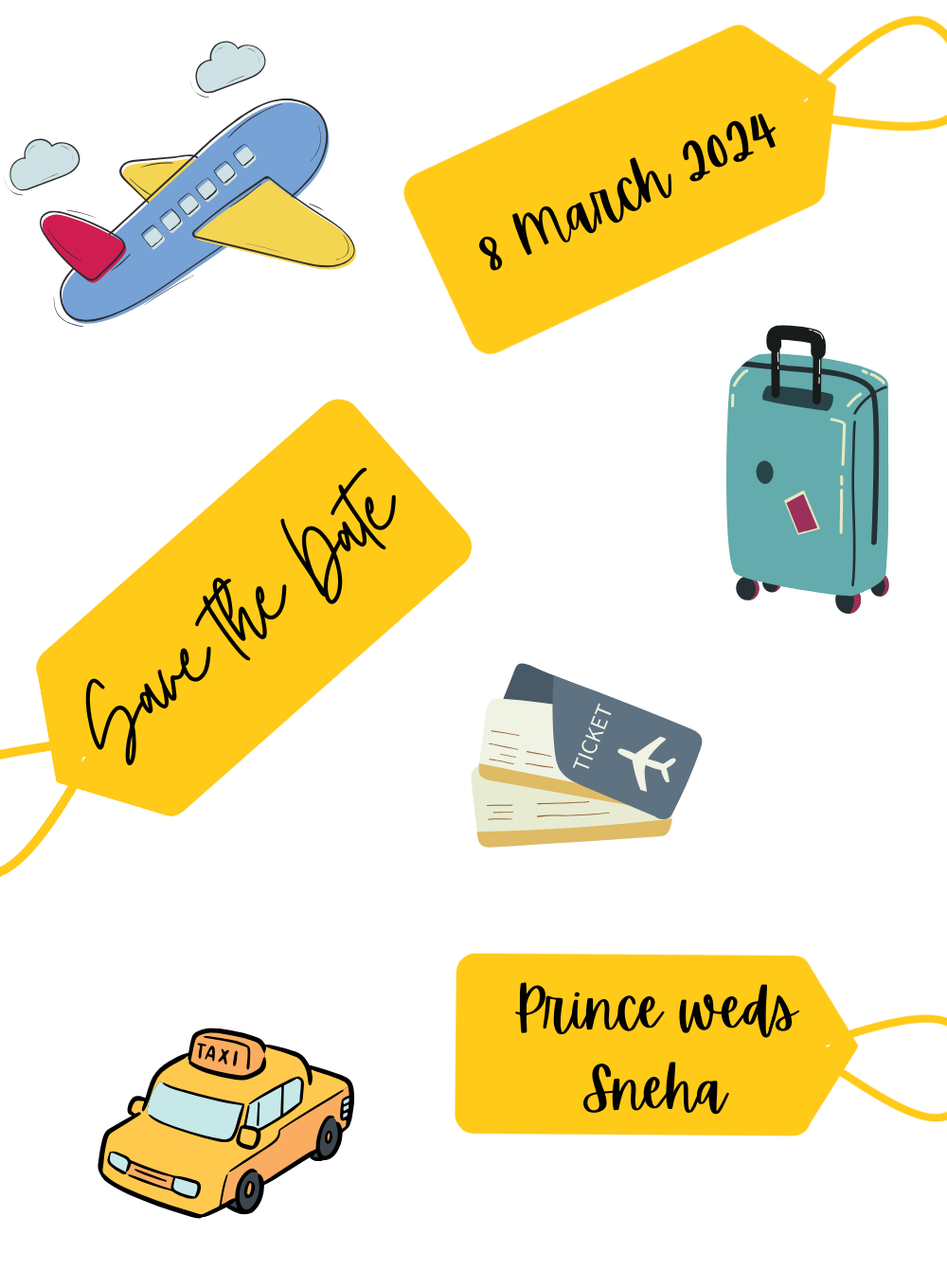 White Luggage Tag Save The Date-King of Cards