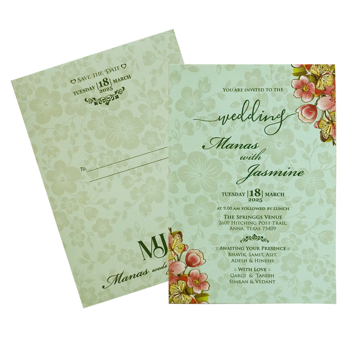 Light Pale Green Wedding Card-King of Cards