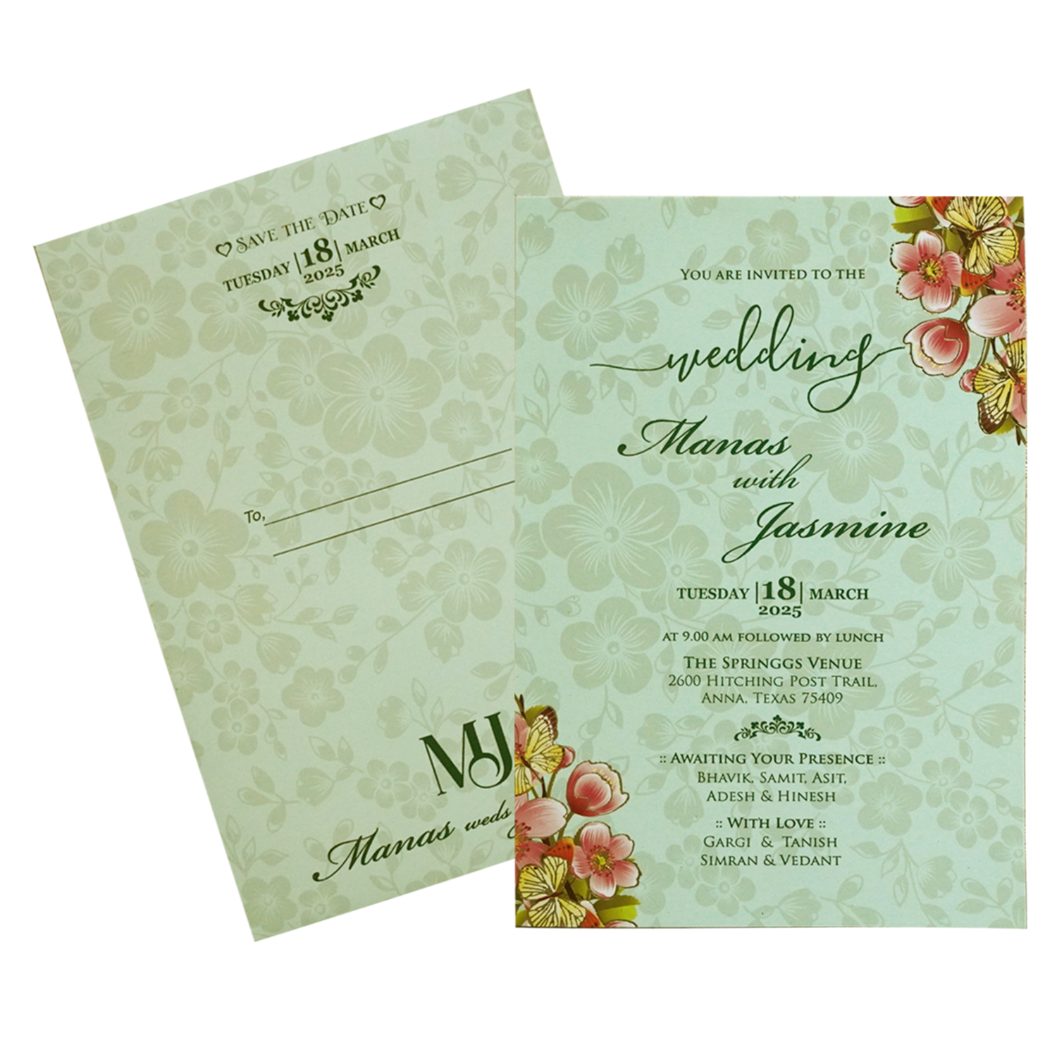 Light Pale Green Wedding Card-King of Cards