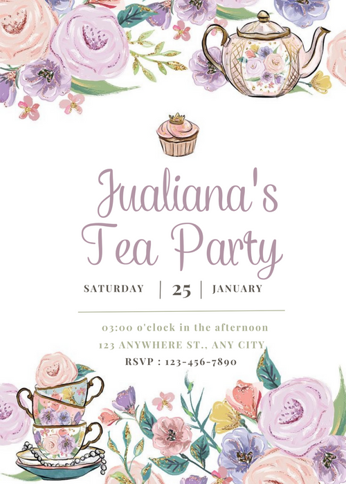 White Comic Design Tea Invitation-AATEA001