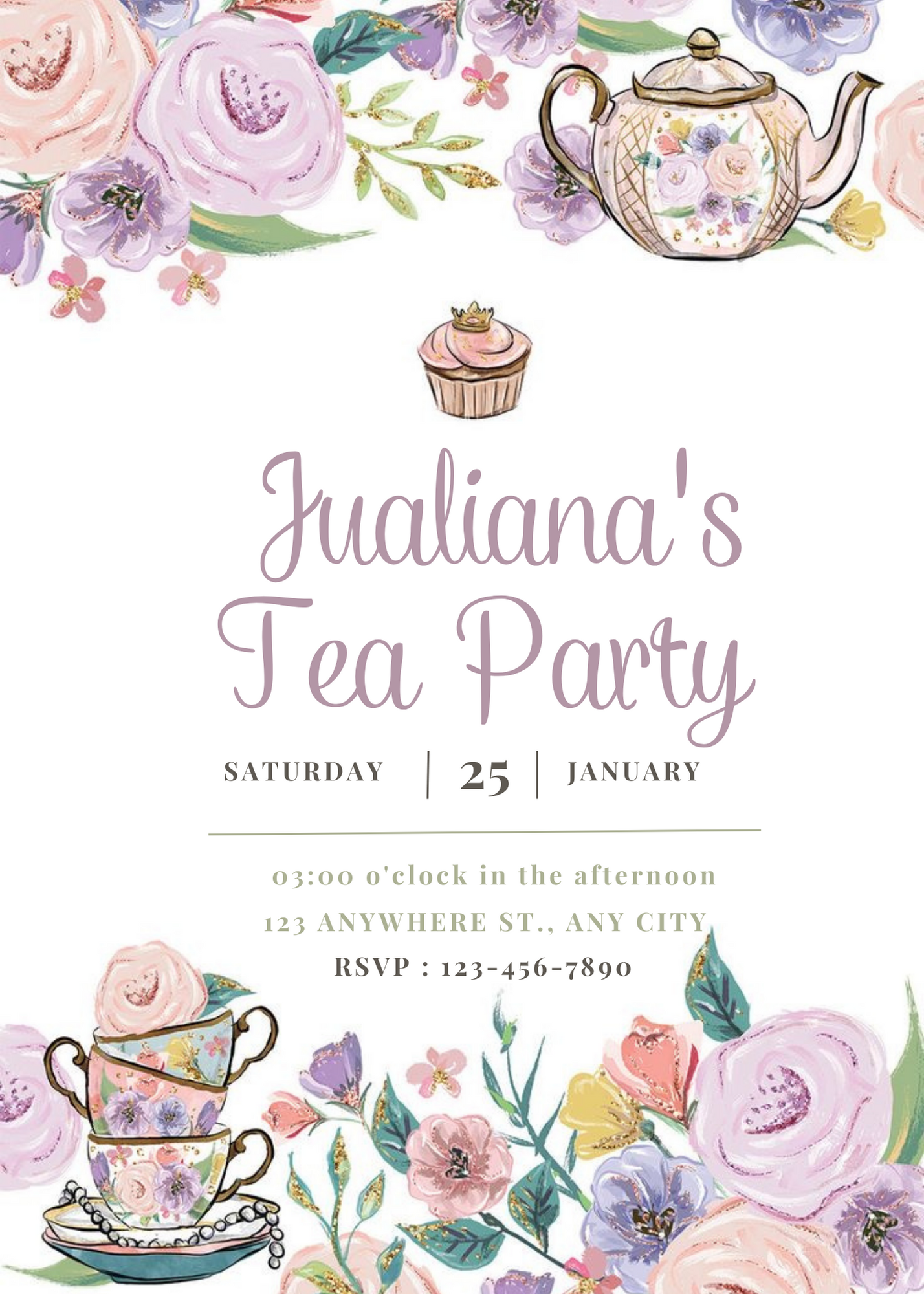 White Comic Design Tea Invitation-AATEA001