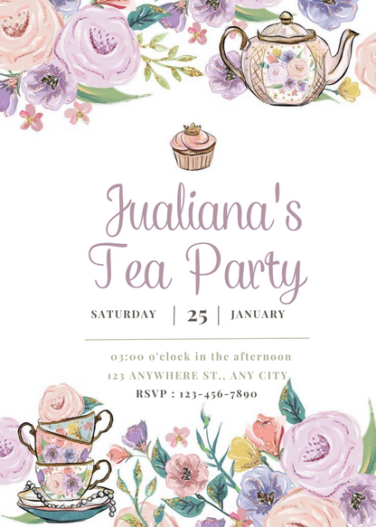 White Comic Design Tea Invitation-AATEA001