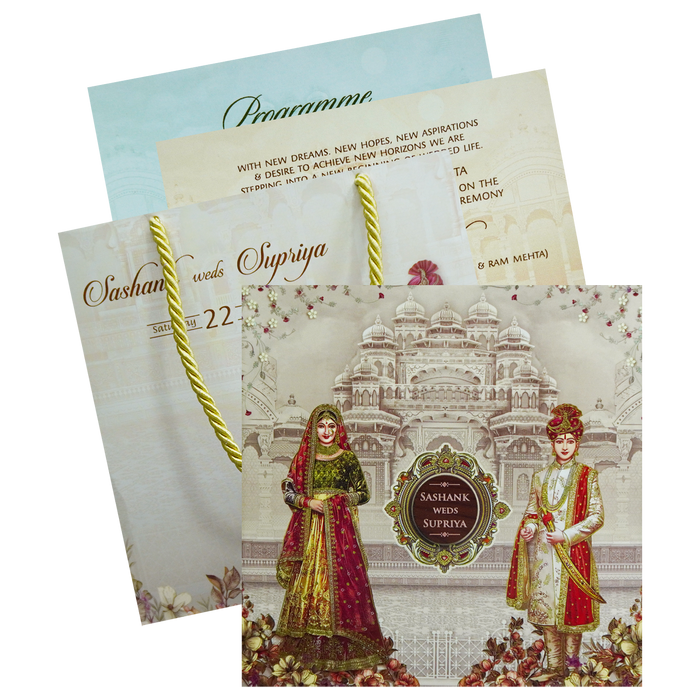 Beige Bride Groom Wedding Box-King of Cards