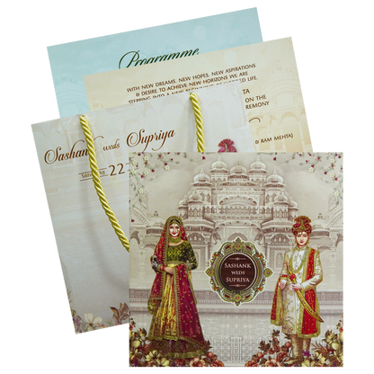 Beige Bride Groom Wedding Box-King of Cards