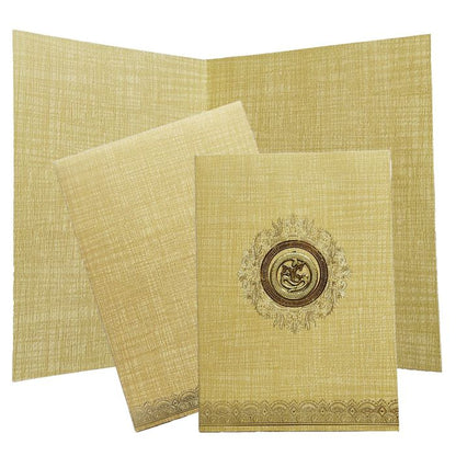 Brown Gold Metallic Gold Foiling Design With Floral Lace-KNCM16BR