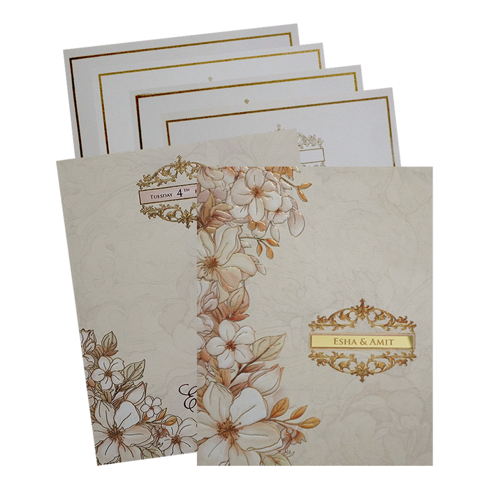 Cream Floral Wedding Card-King of Cards