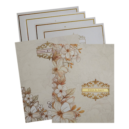Cream Floral Wedding Card-KPR09810