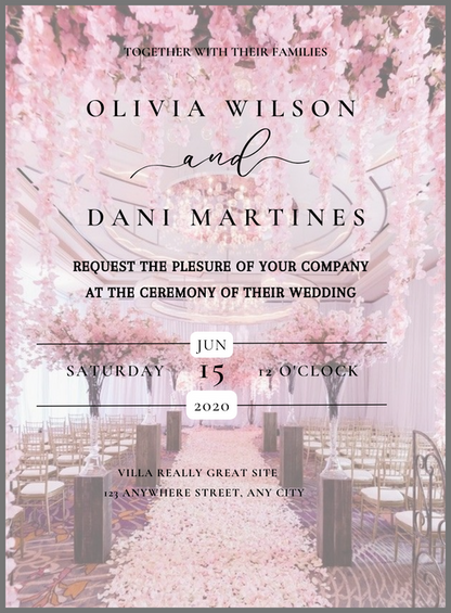 Hanging Ribbons Floral wedding Invitation-AAFWI018