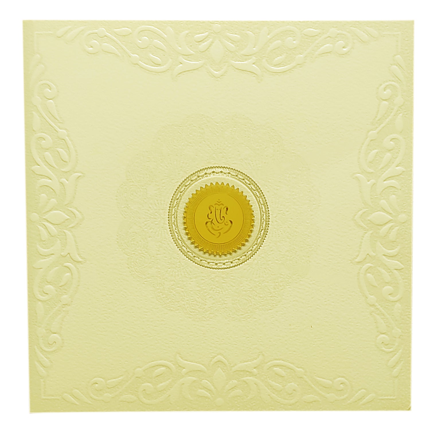 White Embossed Floral Invitation Card-KRC29560