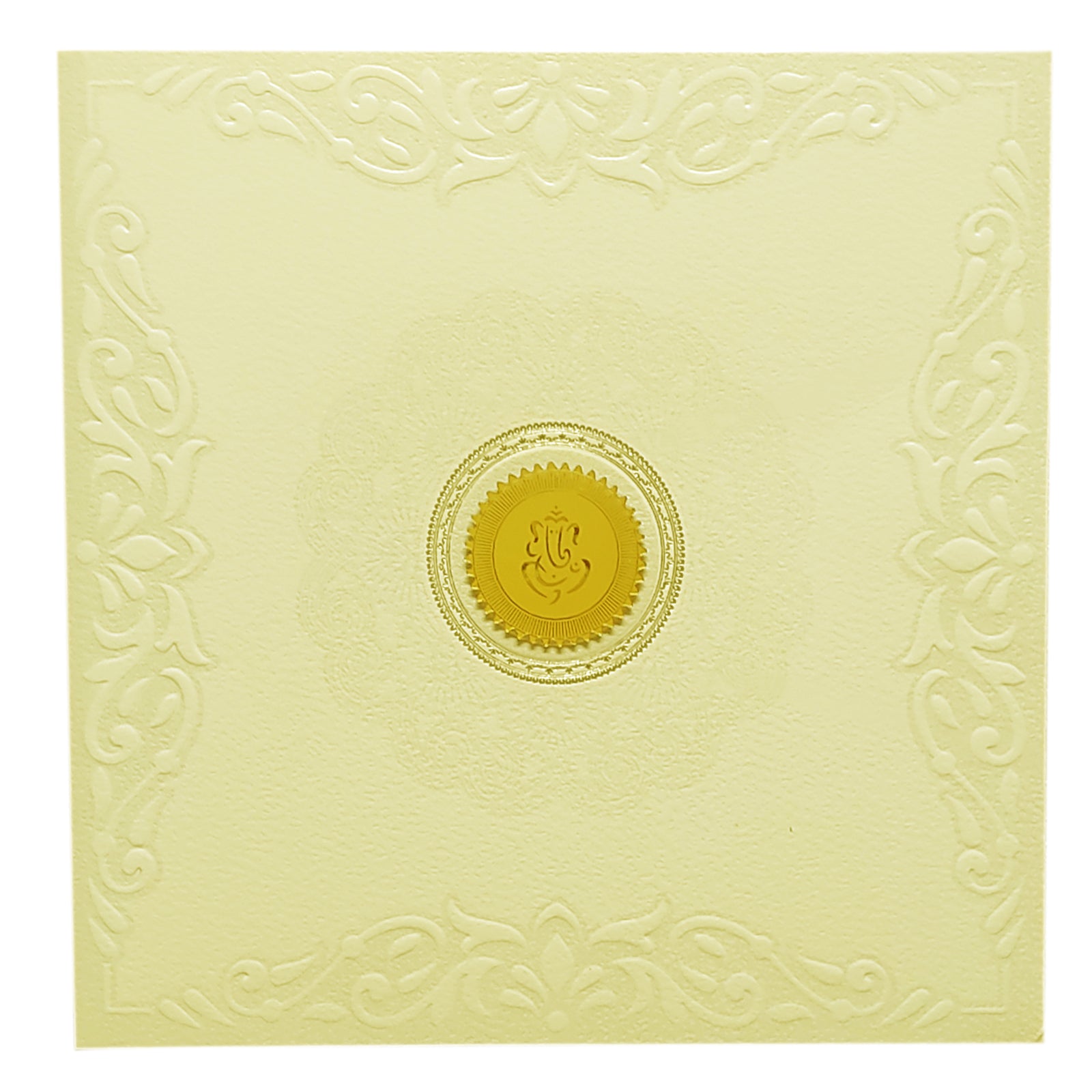 White Embossed Floral Invitation Card-KRC29560