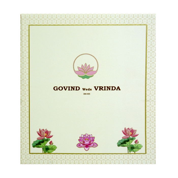 Cream Lotus Marriage Card-King of Cards