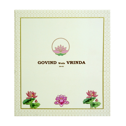 Cream Lotus Marriage Card-King of Cards