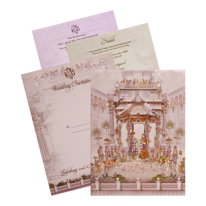Light Apricot Pink Padded Invitation-King of Cards