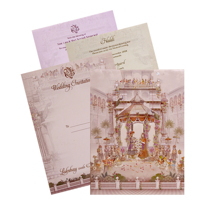 Celebrate in style with customized Light Apricot Pink Padded Invitation Order now! ?WhatsApp Support ?Express Delivery.