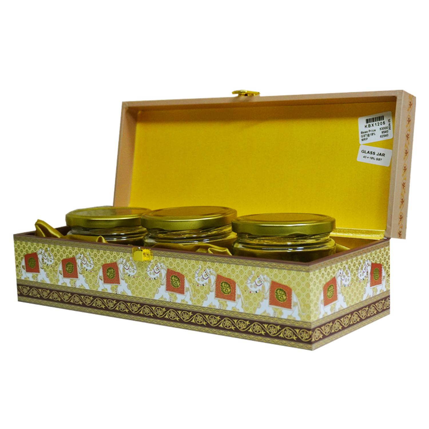 Muted Green Mughal Art Box Invitation-KBX1205