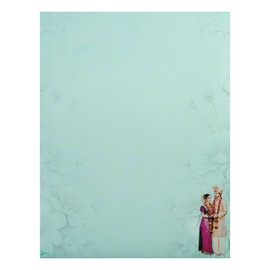 Blue Floral Couple Wedding Card-KNKJ1146