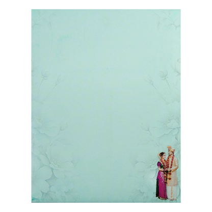 Blue Floral Couple Wedding Card-KNKJ1146