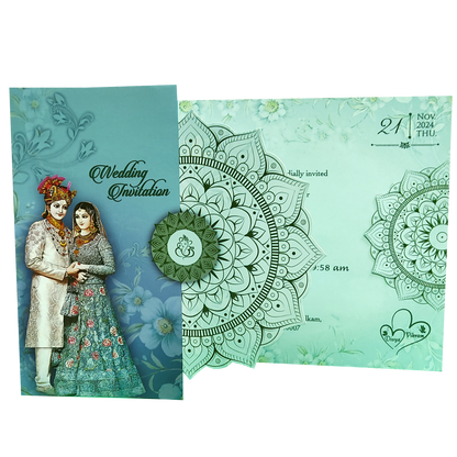 Green Floral Bride Groom Wedding Card-King of Cards