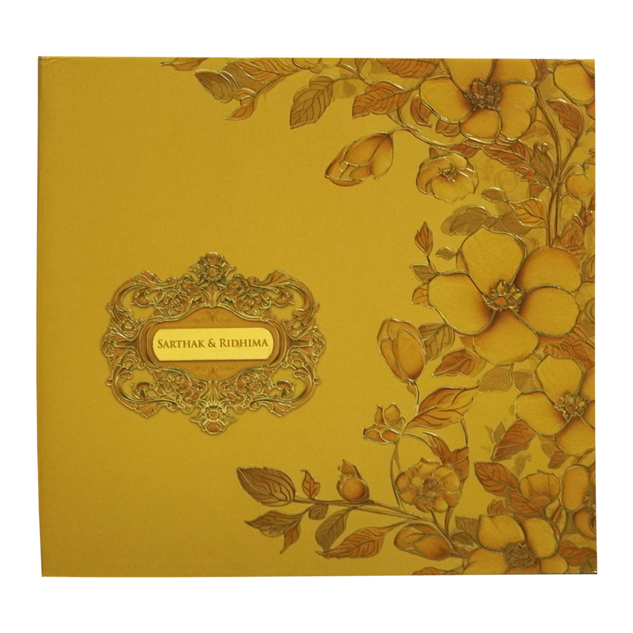 Mustard Gold Floral Embossed Premium Card-KPR24120