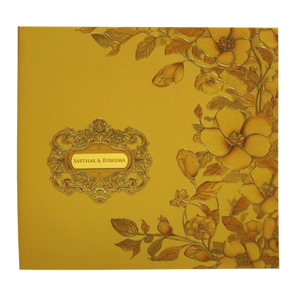 Mustard Gold Floral Embossed Premium Card-KPR24120