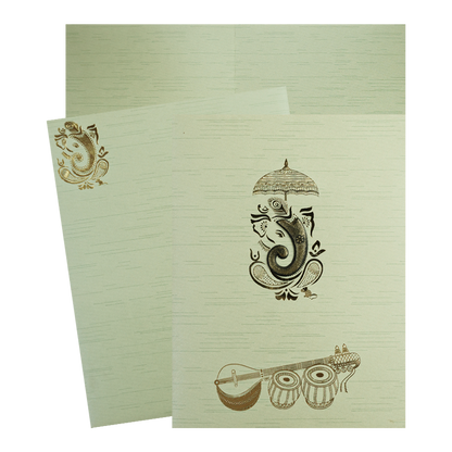 Mint Green Musical Ganesha Wedding Card-KNKR5025N