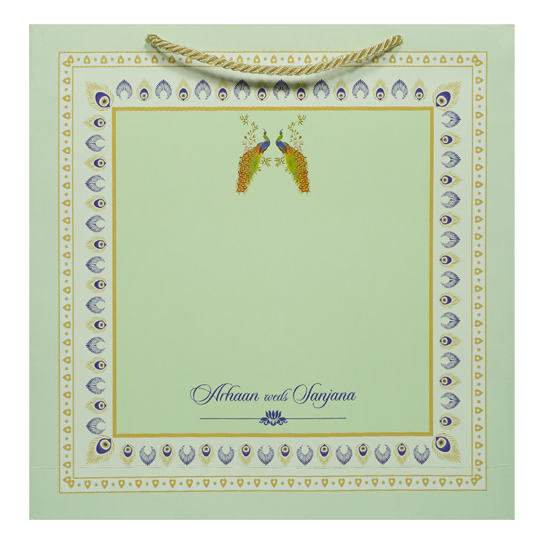 Buy Blue Peacock Theme Wedding Invitation Box