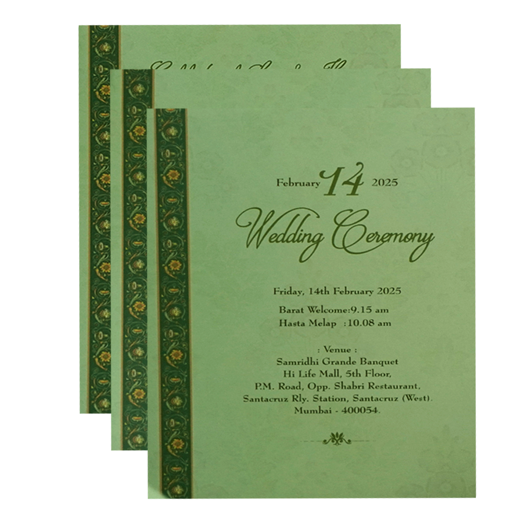 Light Green Floral Marriage Card-KPR09760