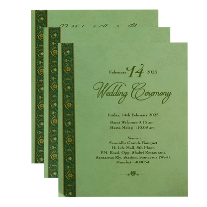 Light Green Floral Marriage Card-KPR09760
